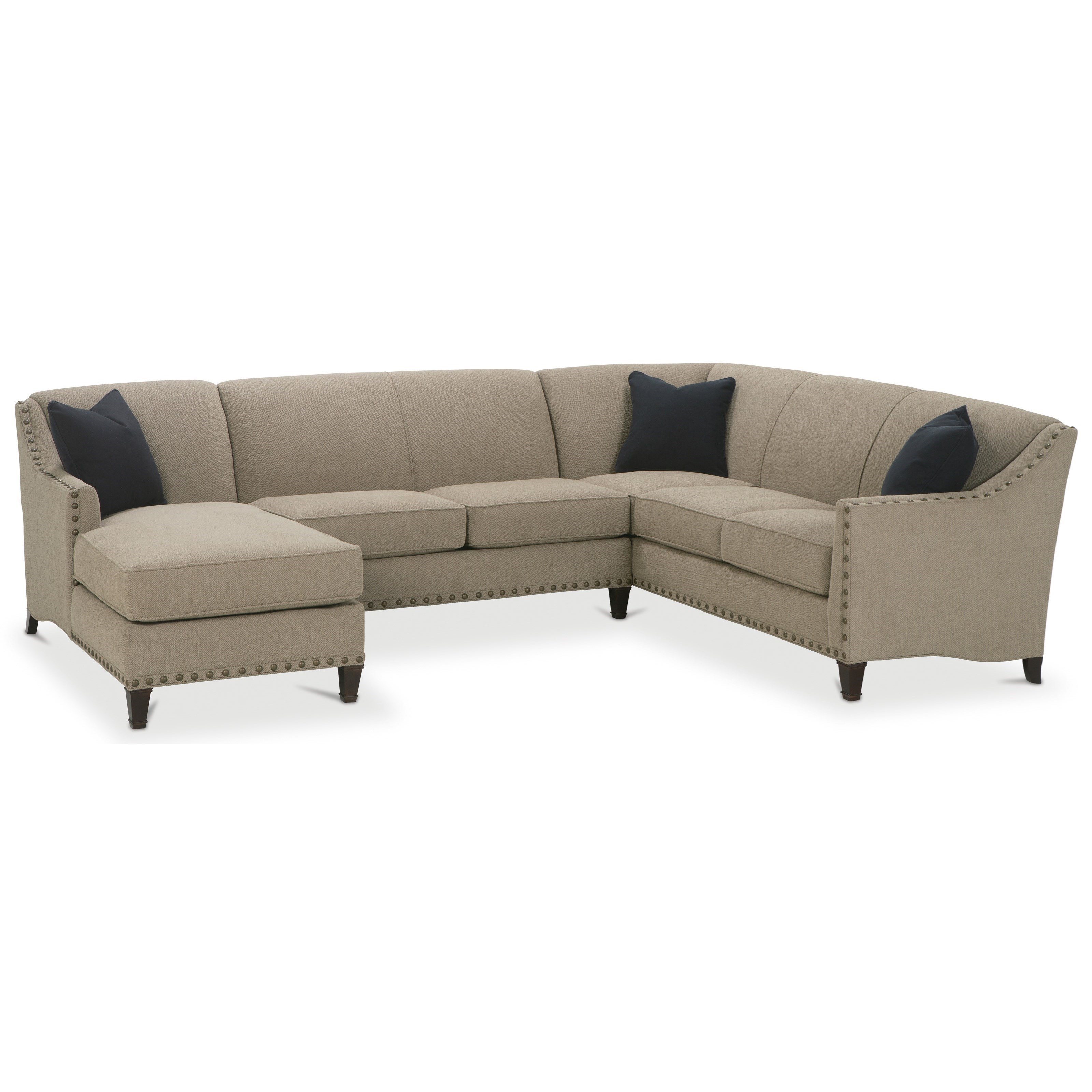 Rowe Rockford Traditional 3 Piece Sectional with Chaise Sprintz Furniture Sectional Sofas